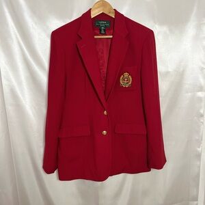 Ralph Lauren Red Blazer with Gold Crest